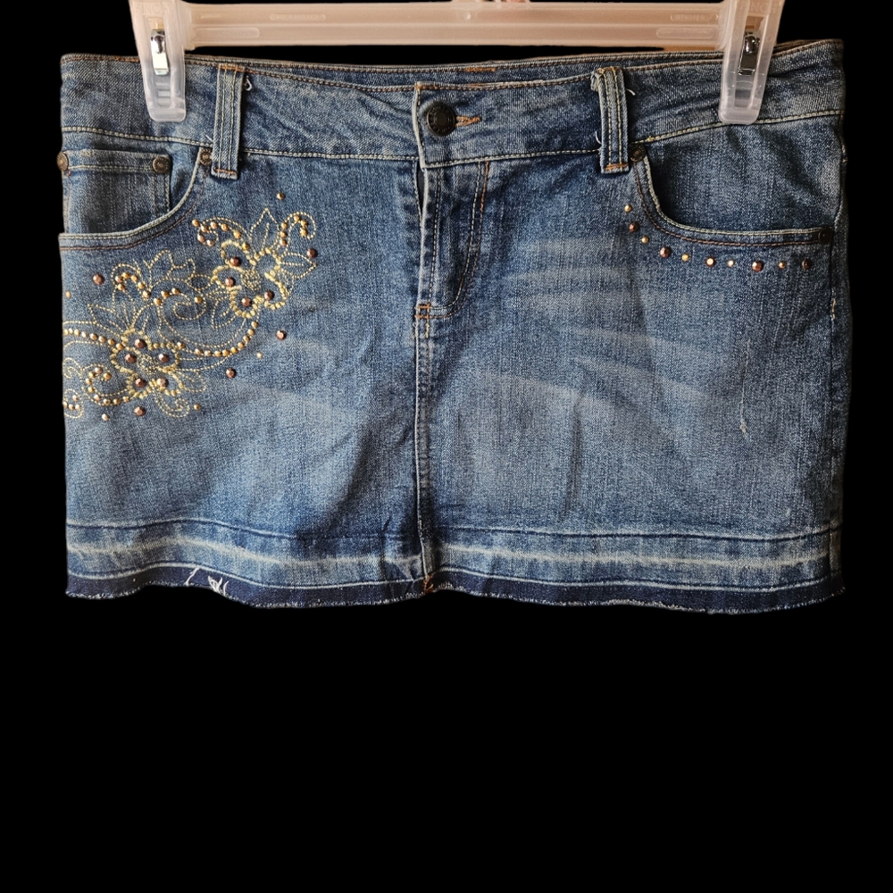 VINTAGE denim low rise short skirt